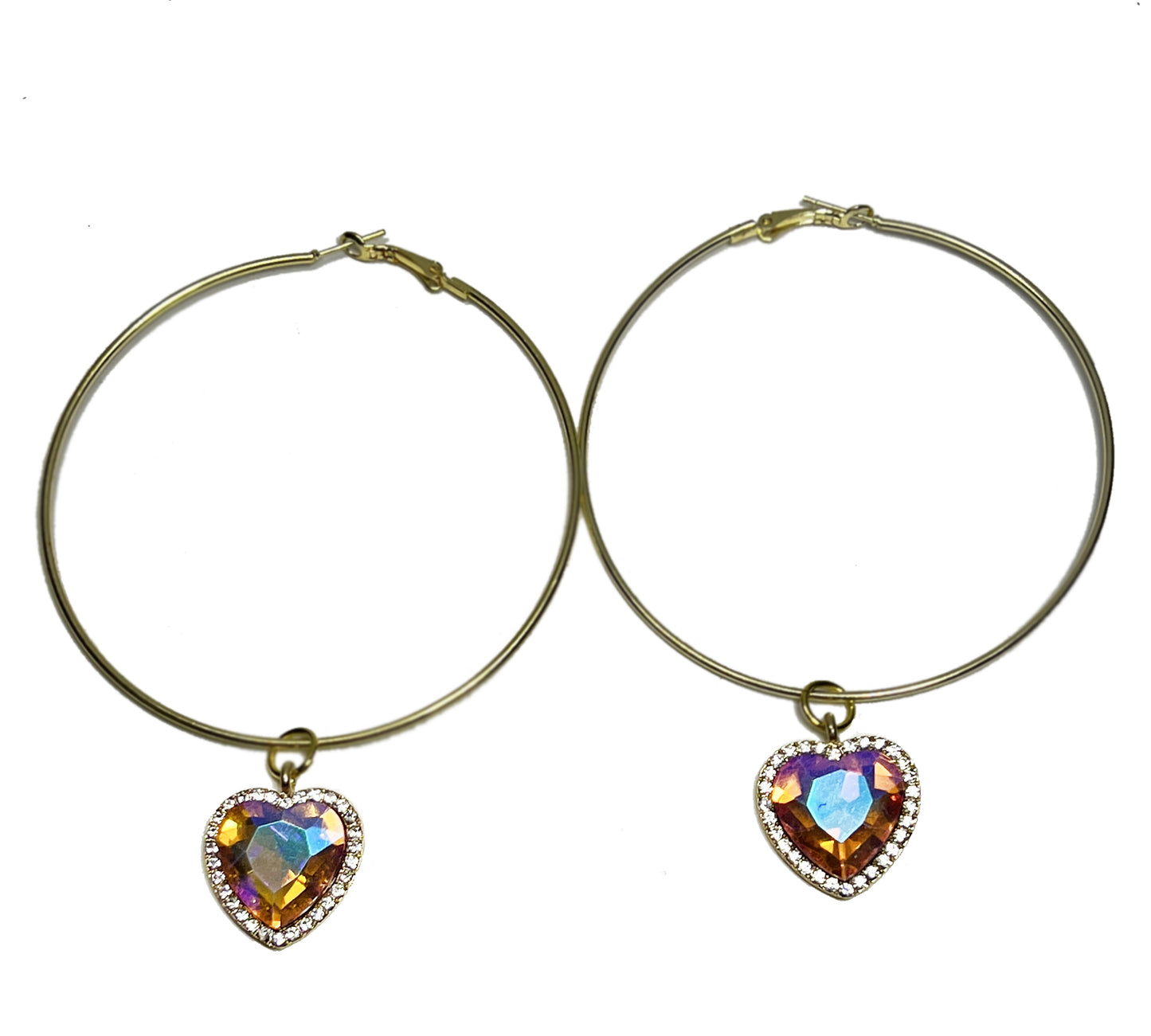 Baby Pink Heart Hoops