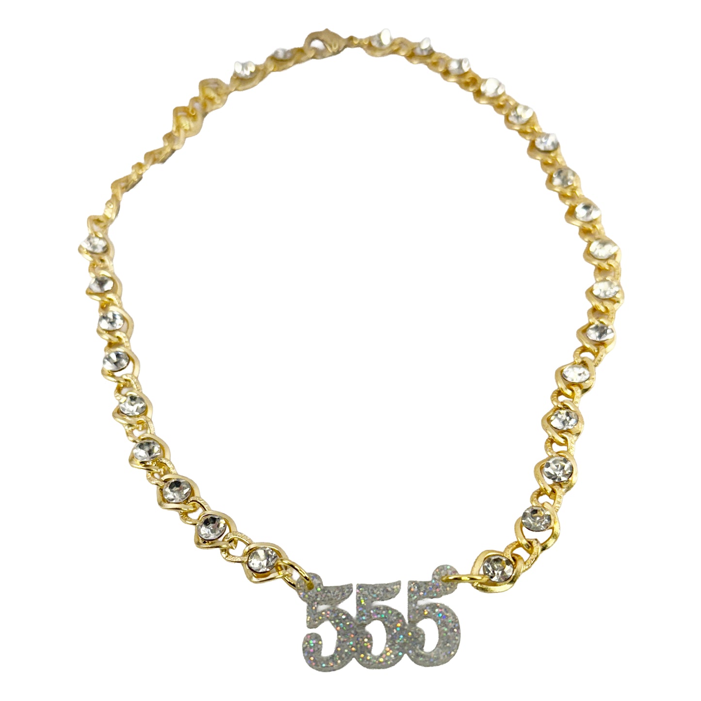 Trixy Starr x Sparkle Kult 555 Angel Number Necklace - Sparkly Acrylic & Gold