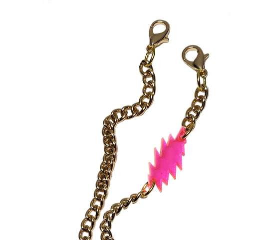 Neon Pink Bolt Mask Chain