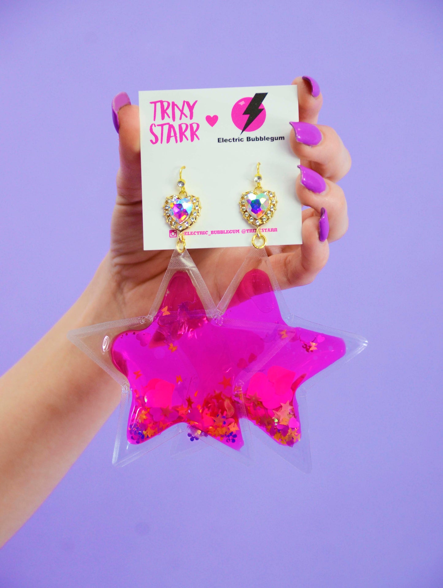 Radiant Angel Star Earrings - Pink