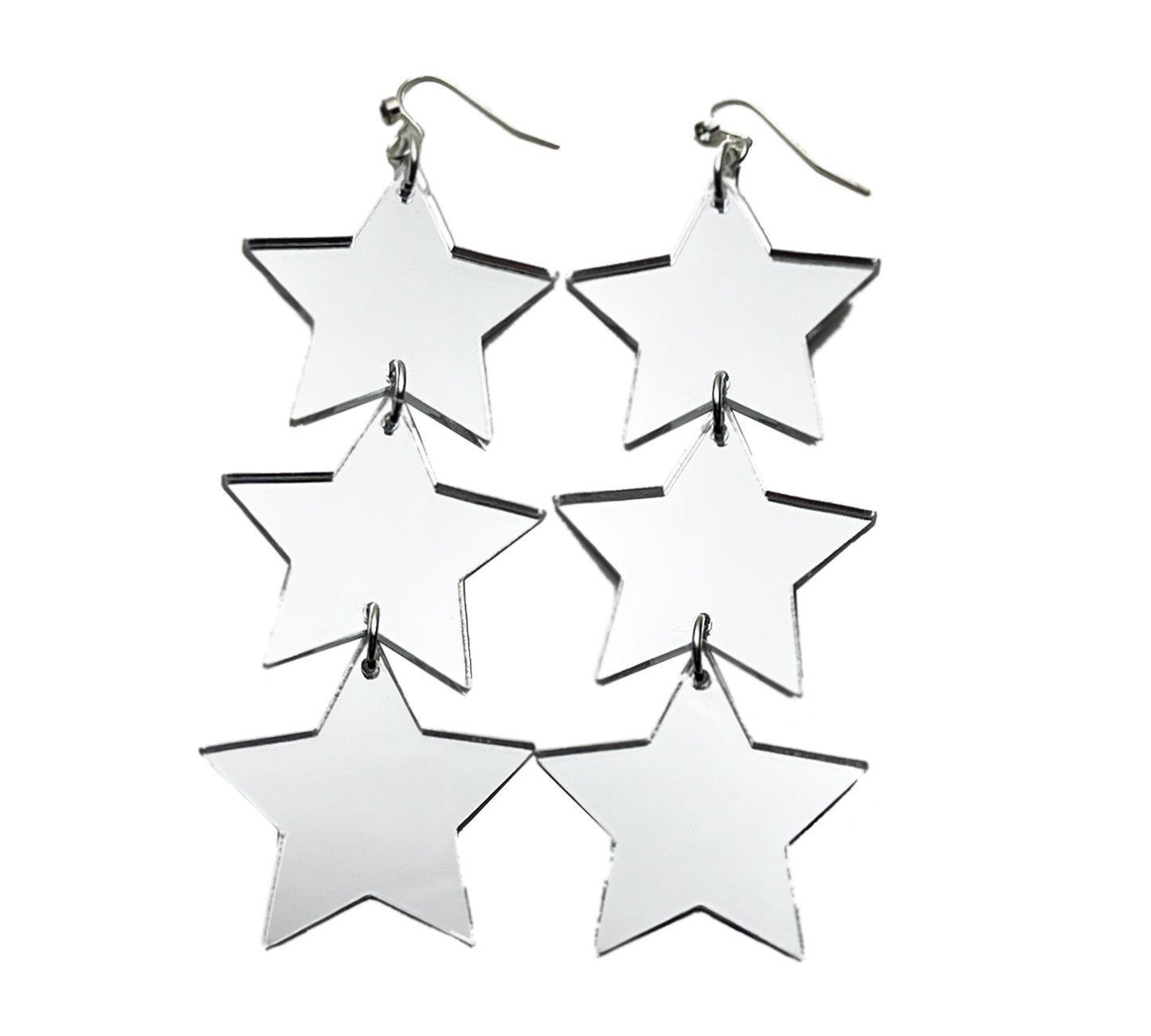 Starrdrop Angel Earrings - Silver Mirror
