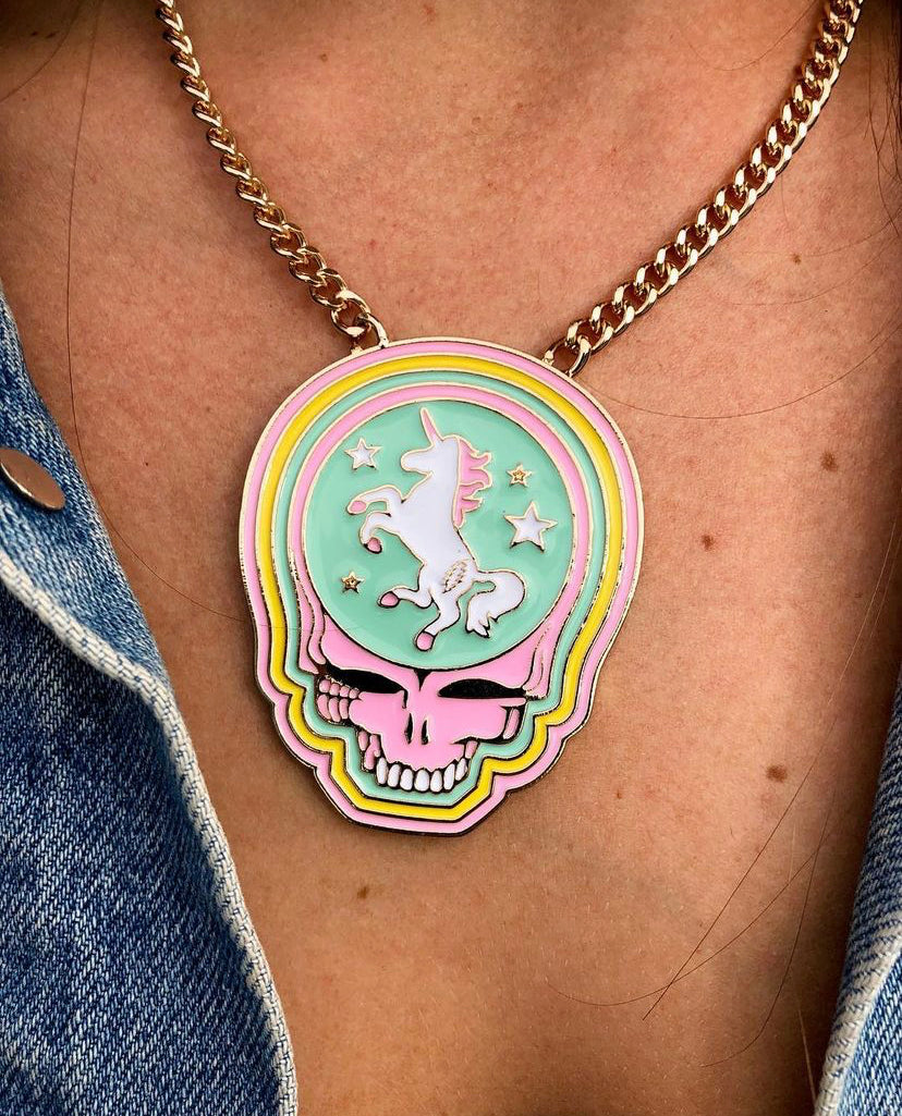 Trixy Starr x Grateful Dead Unicorn Stealie Necklace