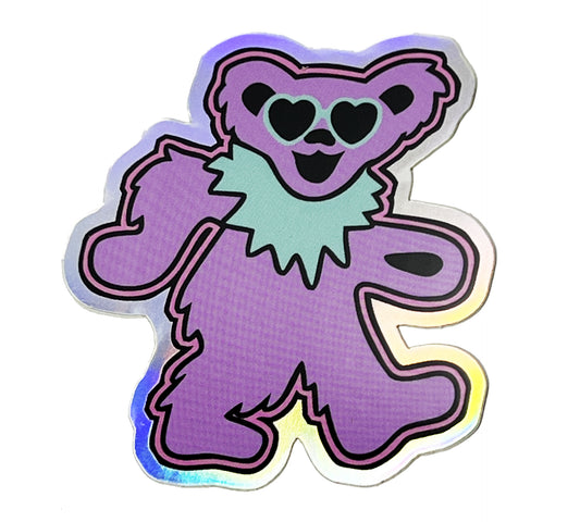 Dancing Bear Lilac Holographic Sticker