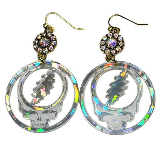 Rainbow Holographic Prism Stealie Earrings