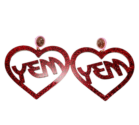 YEM Earrings - Red & Pink Glitter