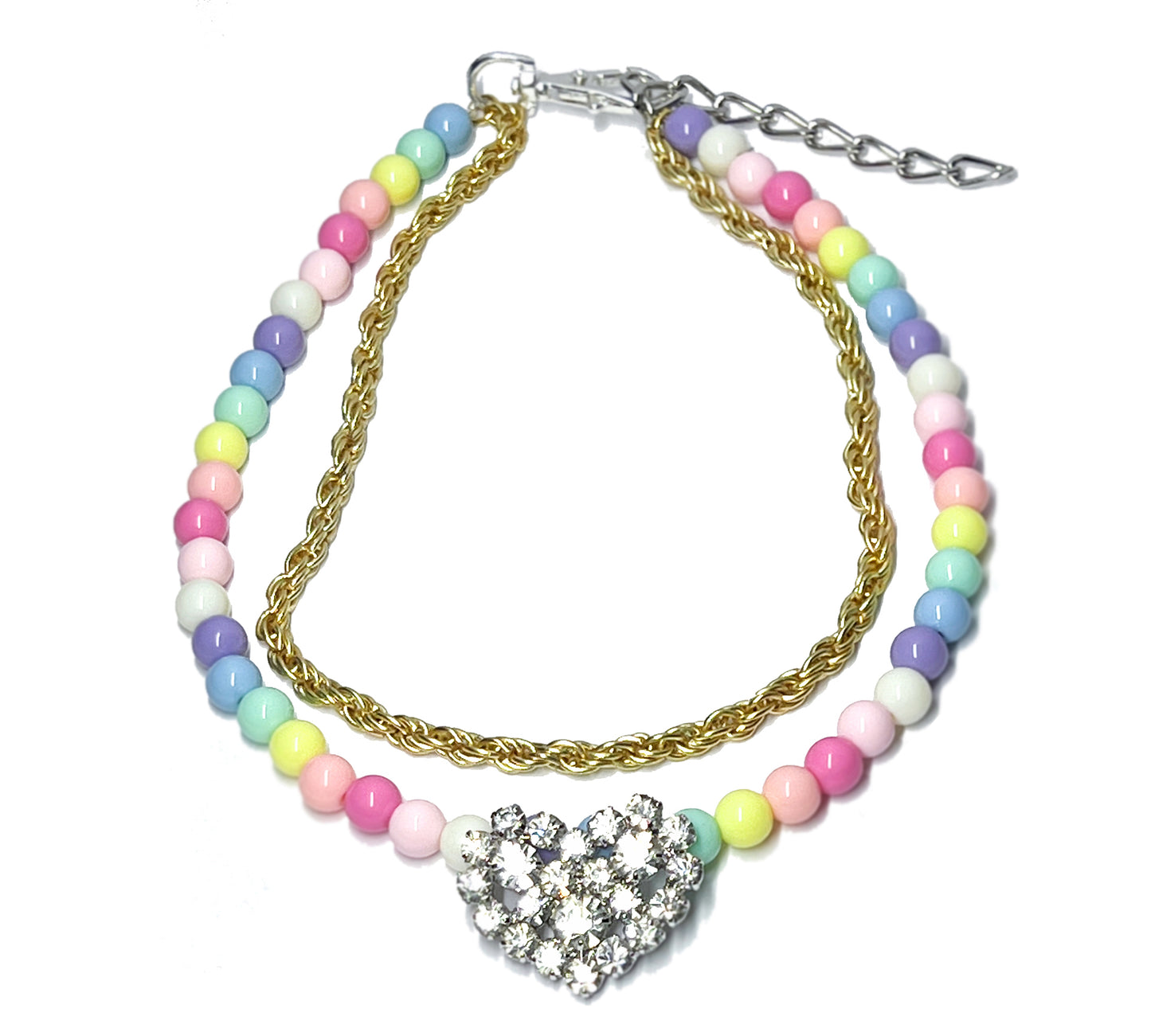 Pastel Rainbow Heart Necklace