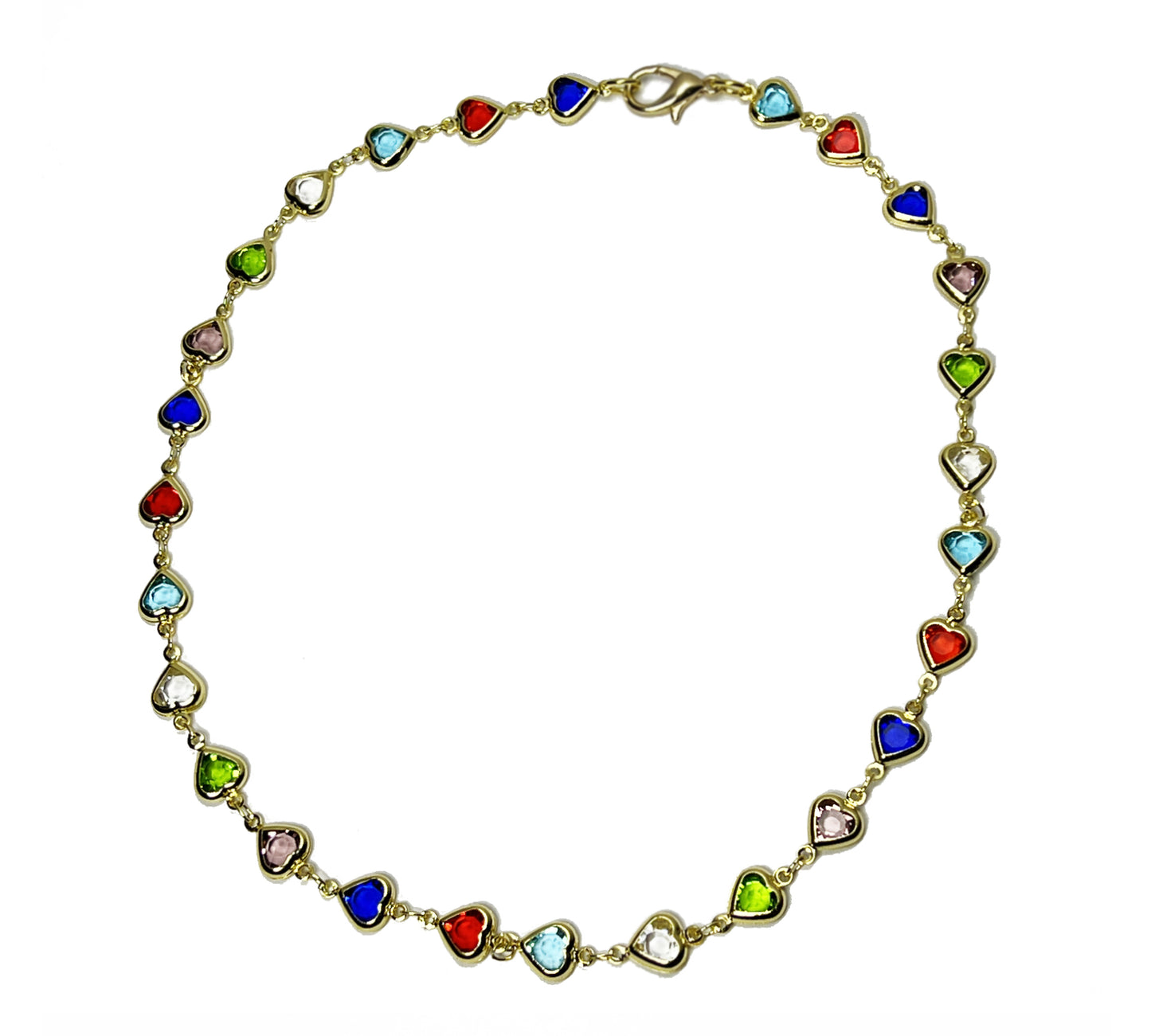 90's Rainbow Heart Choker Necklace
