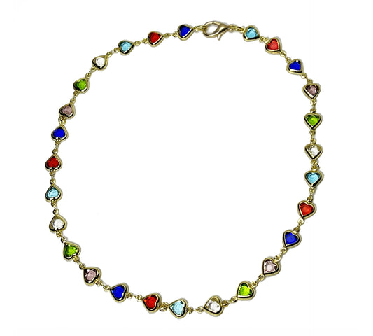 90's Rainbow Heart Choker Necklace