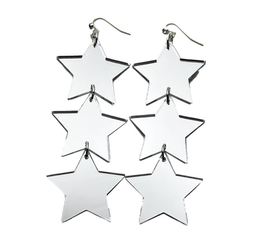 Starrdrop Angel Earrings - Silver Mirror