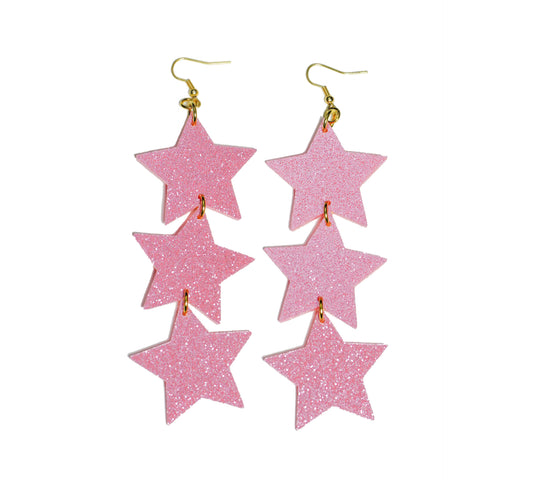 Starrdrop Glitter Earrings - Pink