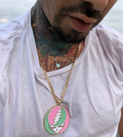 Trixy Starr x Grateful Dead Pastel Stealie Necklace