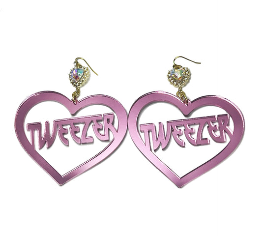 Tweezer Earrings - Pink Mirror